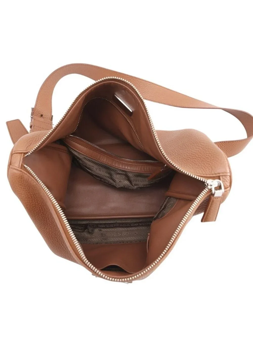 Prada Shoulder Bag Vitello Daino Gray Leather